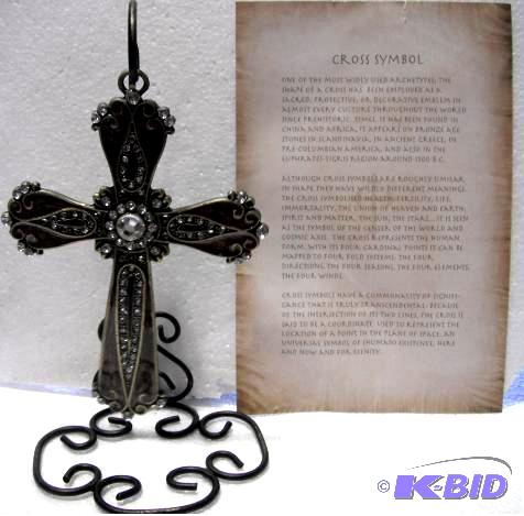 lot 76 image: Metal Hanging Cross on Stand - 5" x 8.5&...