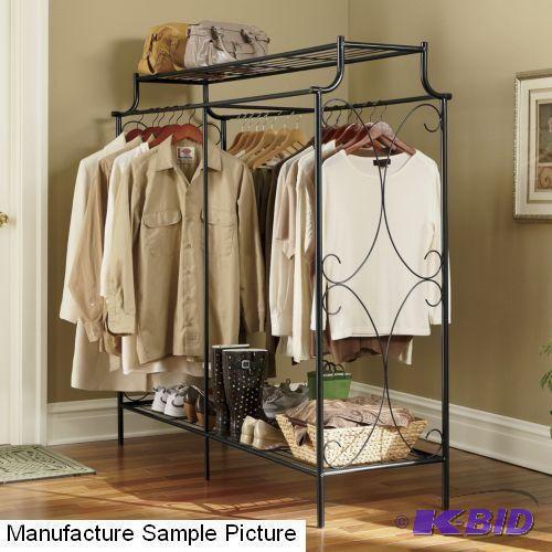 lot 86 image: Black Scrolled Metal Double Hanging Rack - Do...