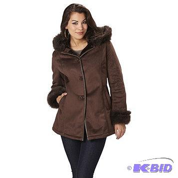 lot 12 image: New with tags Ladies Hooded Faux Shearling W...