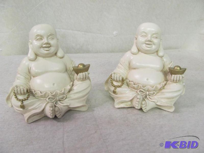 lot 7 image: 2 Happy Buddah Figurines