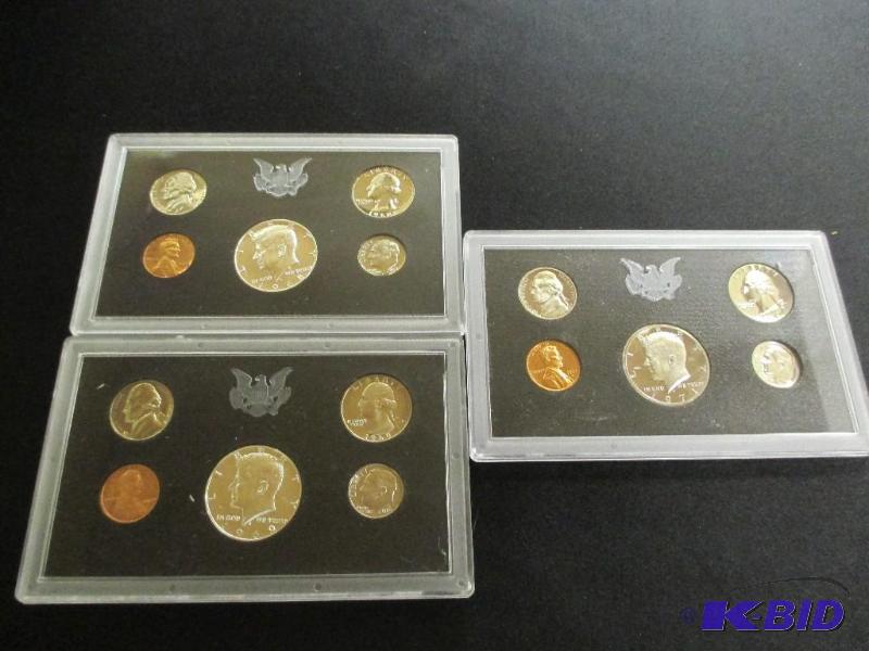 lot 1 image: 1968-S Proof Set, 1969-S Proof Set with Cameo Quarter, 1971-S Proof Set with Ultra Cameo Nickel and