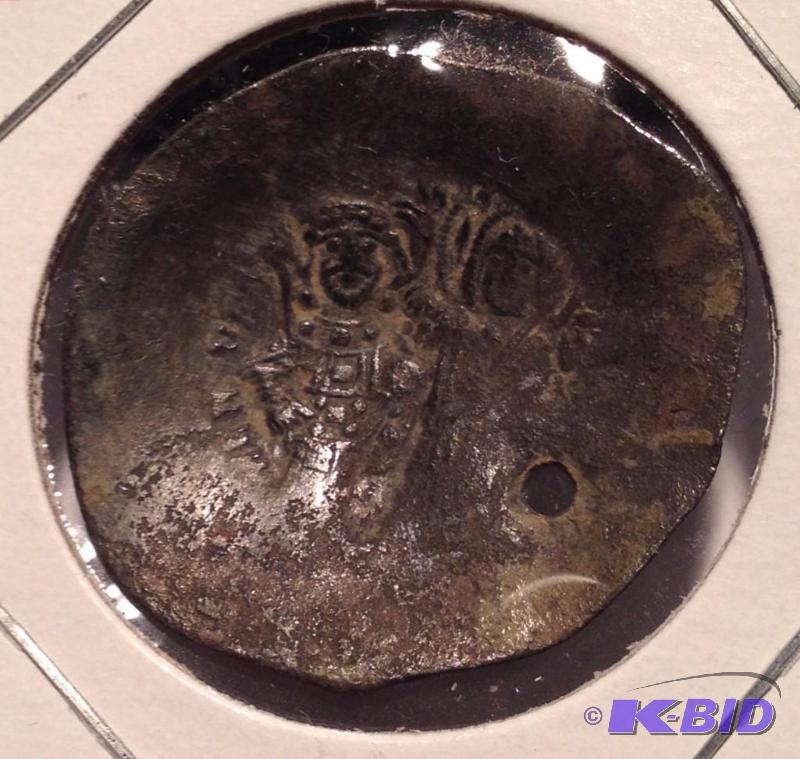 lot 5 image: Ancient Roman Empire Byzantine Cup Coin Two Priests and Image of Christ.