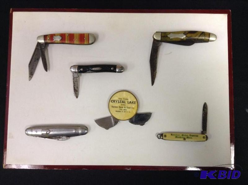 6 Vintage Folding Pocket Knives - Crystal Lake & Mankato