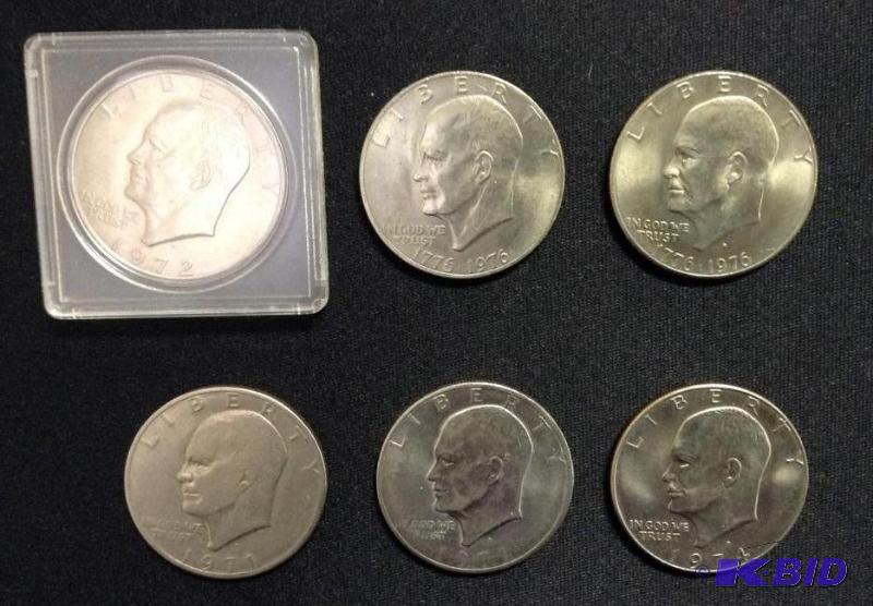 6 Eisenhower Dollar Coins