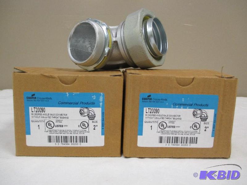 2 Cooper Crouse-Hinds LT200900 90 Degree Angle Male Connectors 2