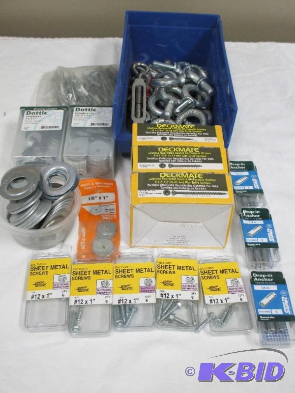 Lot of Screws, Eye Hooks and Washers