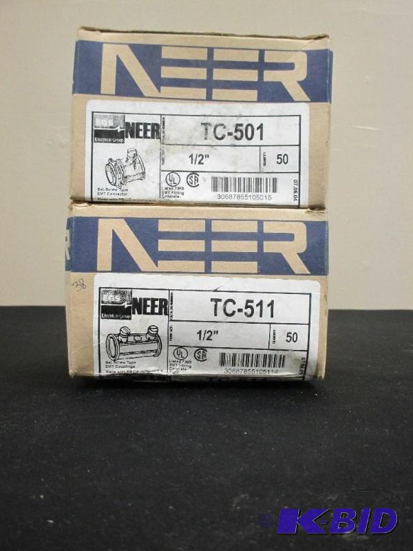 Lot of 48 pcs of 12 set-screw EMT connector and 38 pcs of connectors w3 way screws