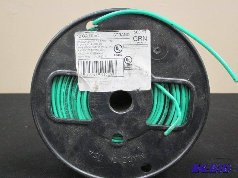 12 GA STRAND copper wiring Green on spool