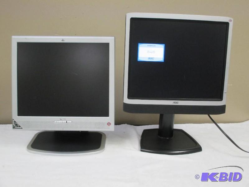 Two Computer Monitors - HP & AOC
