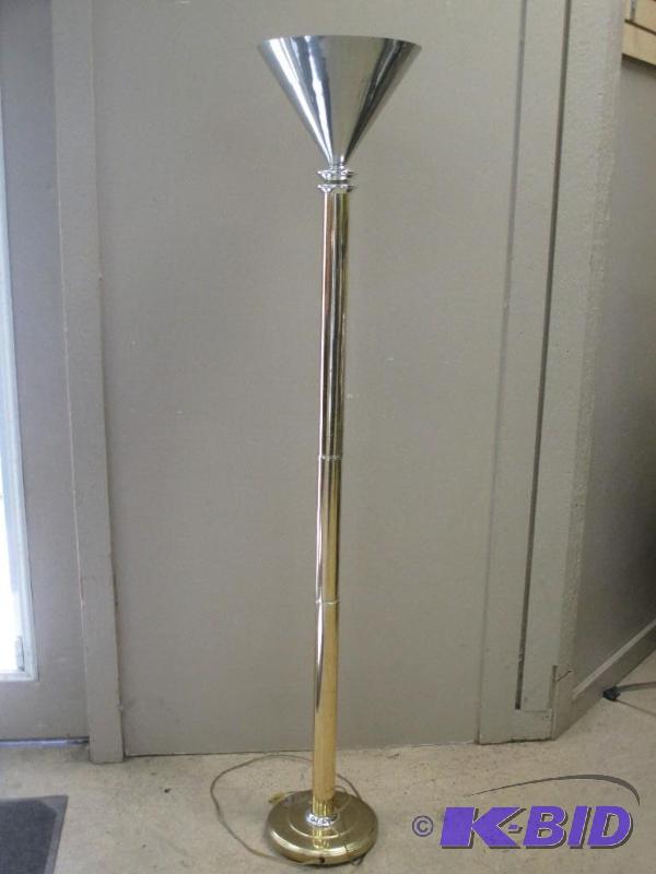 lot 33 image: Torchiere Gold and Silver tone floor lamp
