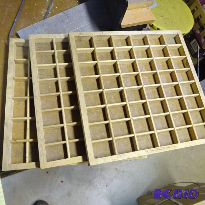 lot 171 image: 3 Wood Type Setter Trays...