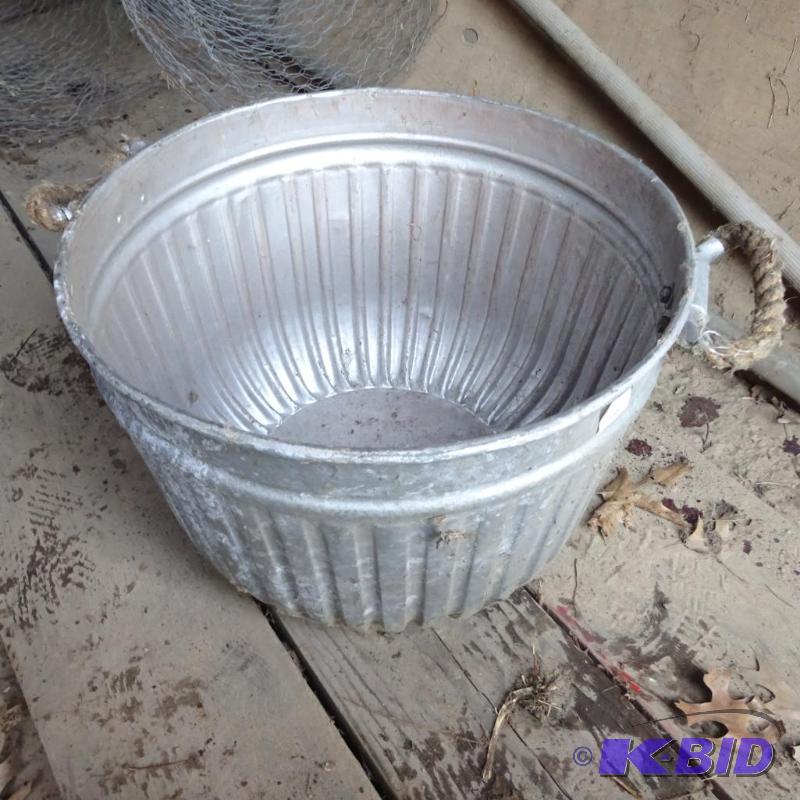 lot 228 image: Vintage Galvanized Bushel Basket...