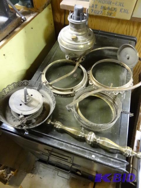 lot 25 image: Brass Oil Lamp Unassembled...
