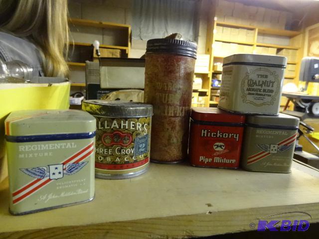 lot 27 image: Box of Old Tobacco Cans...