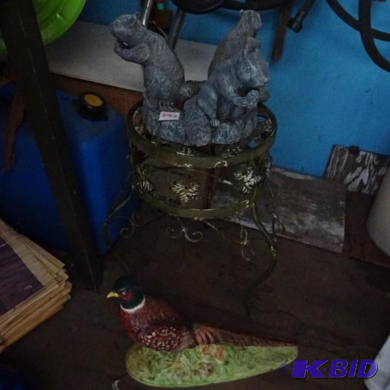 lot 280 image: Metal Plant Stand Squirrel and Pheasant Lawn ...