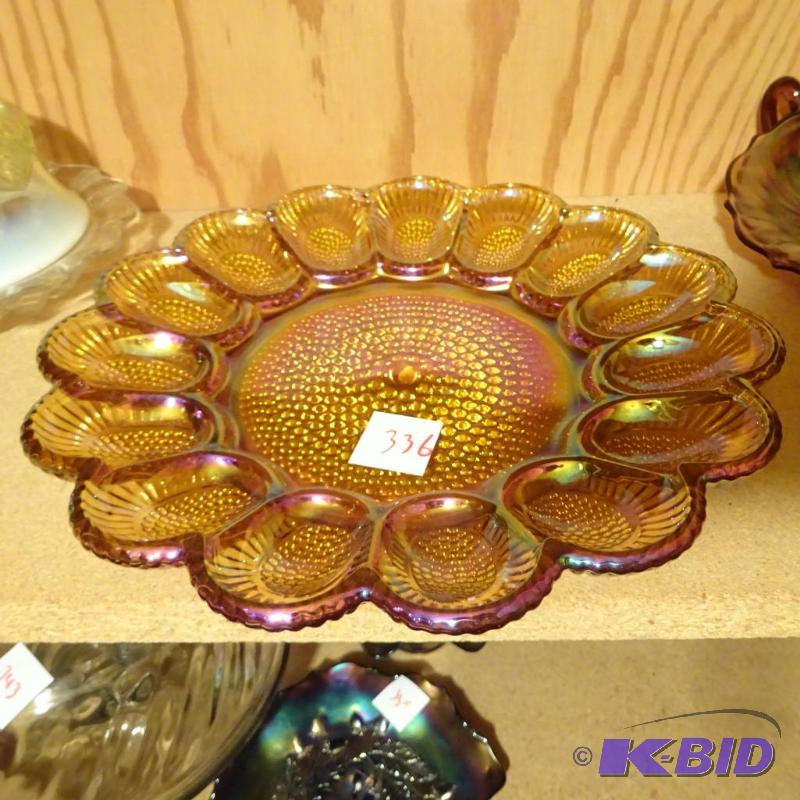 lot 336 image: Carnival Glass Deviled Egg Tray...
