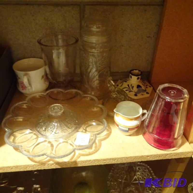 lot 366 image: Misc Glassware. Plastic Deviled Egg Platter...