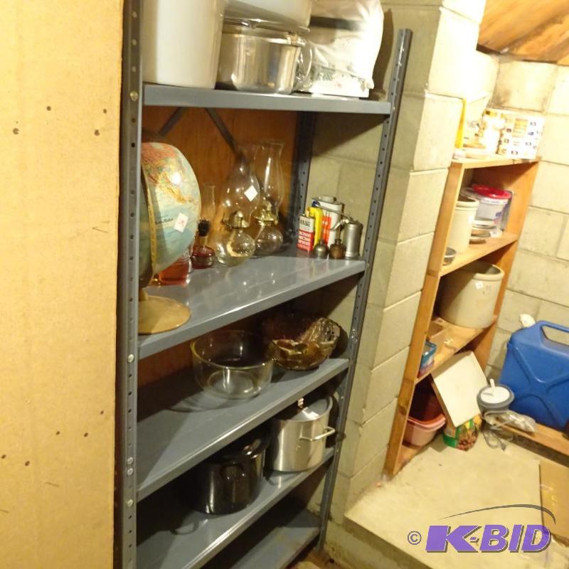 lot 370 image: Metal shelving unit. 36 x 12 x 71. No content...