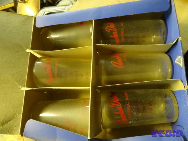 lot 77 image: Box of Old Anoka Dairy Tumblers...