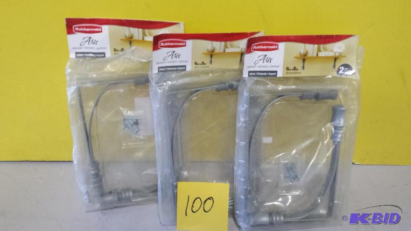 lot 100 image: Lot of 3 Rubbermaid Brackets