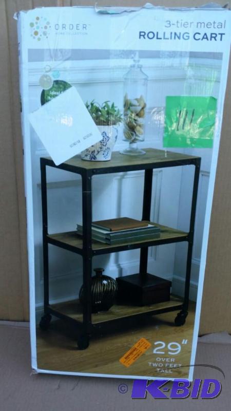 lot 111 image: 3 Tier Metal Rolling Cart