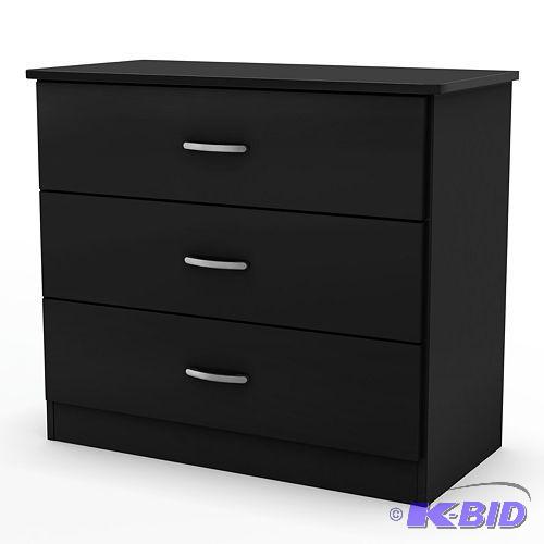 lot 114 image: South Shore Contemporary 3-Drawer Chest Black