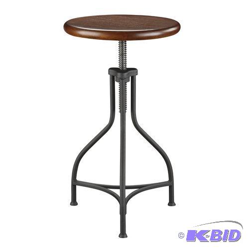lot 124 image: Carolina Forge 1330CHETBK Logan Adjustable Stool with Wood Top  Chestnut 75797357015 new
