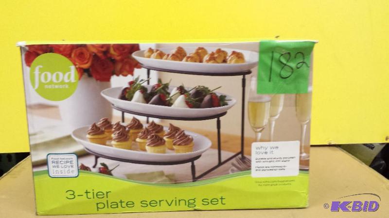 lot 182 image: Food Network 3 Tier Plate serving Set