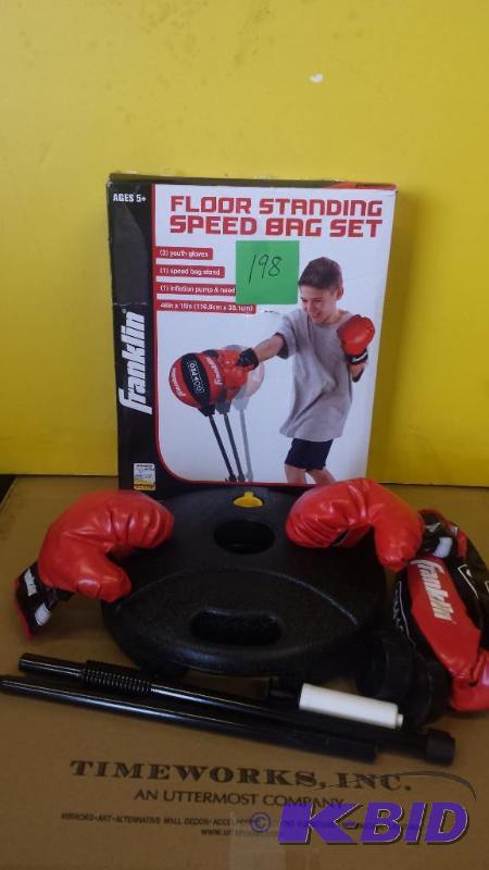 lot 198 image: Floor Standing Speed Bag Set