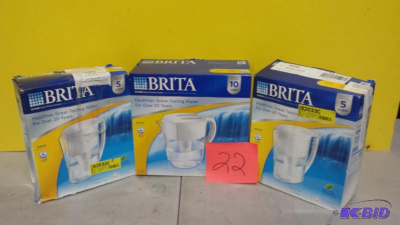 lot 22 image: Lot of 3 Brita Pitchers
