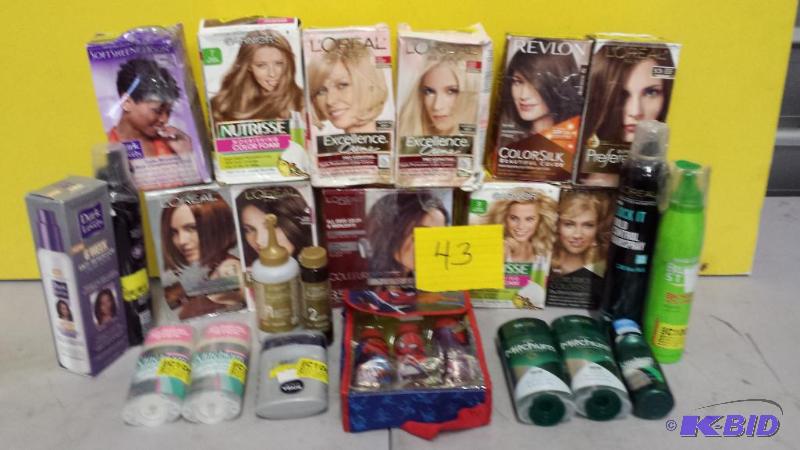lot 43 image: Lot of Hair Color kits, Deodorants, hair care items