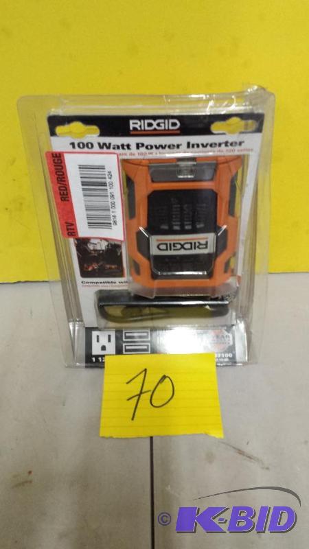 lot 70 image: Ridgid 100 watt Power Inverter