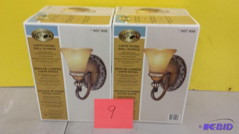 lot 9 image: Lot of 2 Hampton Bay Caffe Patina Wall Sconce
