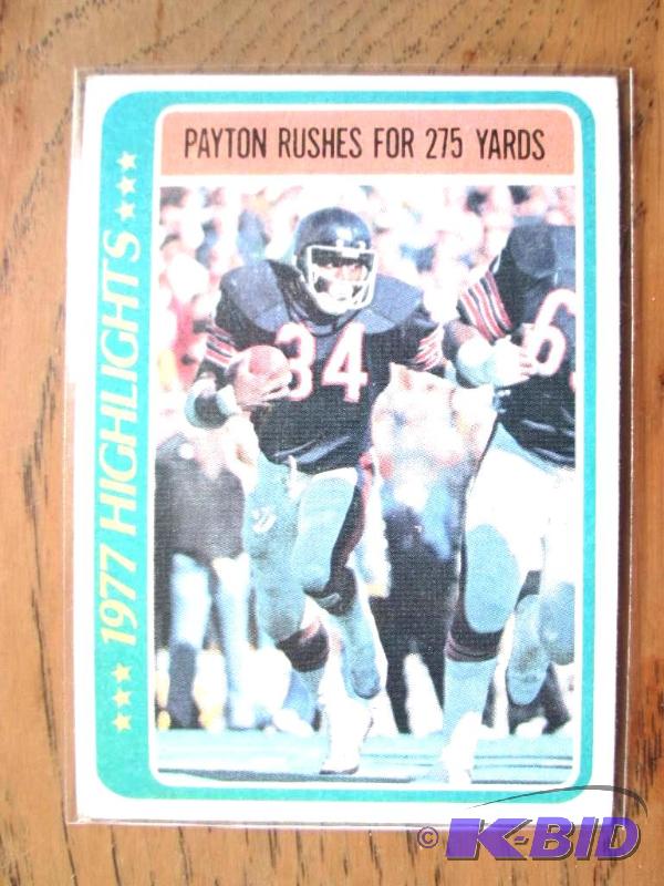 lot 104 image: 1978 Walter Payton highlights collector card...