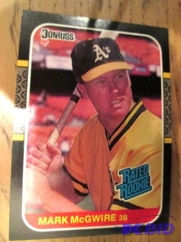 lot 109 image: 1987 Donruss Mark McGwire rookie collector ca...