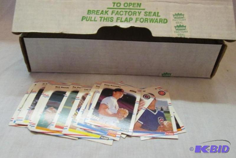 lot 113 image: Box of 1988 Fleer baseball cards...