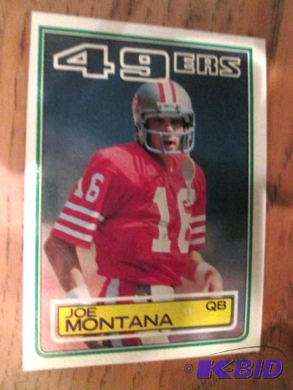 lot 116 image: 1983 Topps Joe Montana collector card...