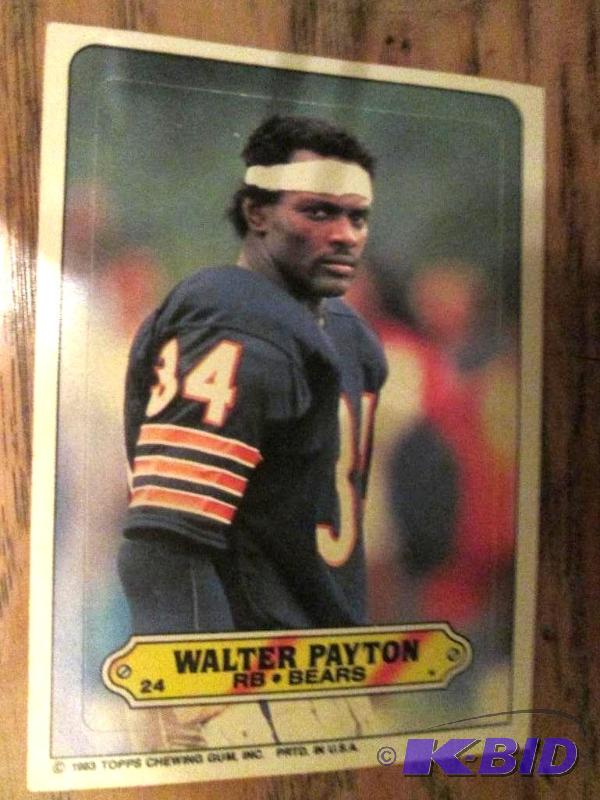 lot 122 image: 1983 Topps Walter Payton sticker collector ca...