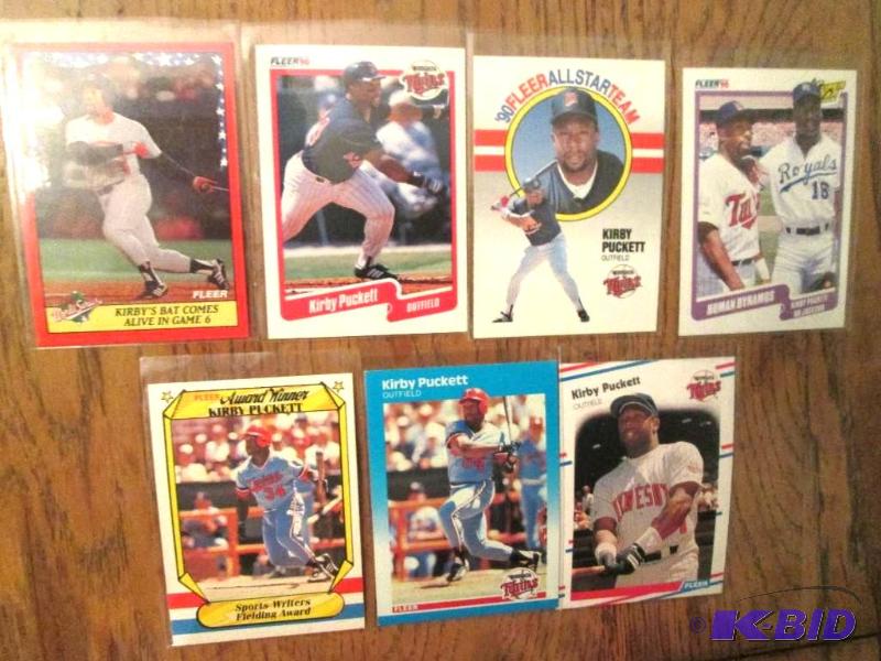 lot 123 image: 7 Fleer Kirby Puckett cards...