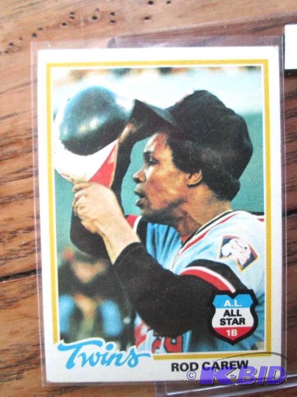 lot 141 image: 1978 Topps Rod Carew collector card...