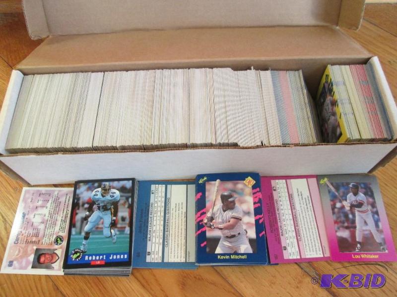 lot 25 image: Box of assorted classic sports cards, all spo...