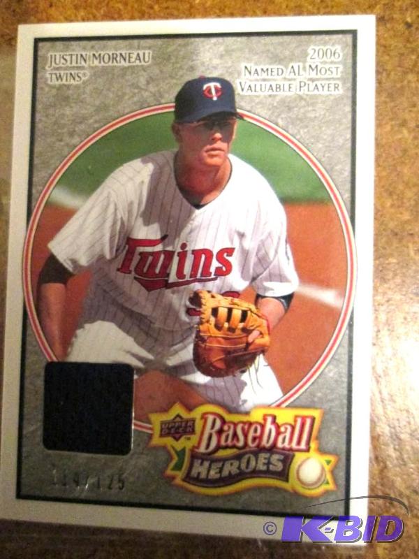 lot 36 image: 2008 Justin Morneau Upper Deck heroes Jersey ...