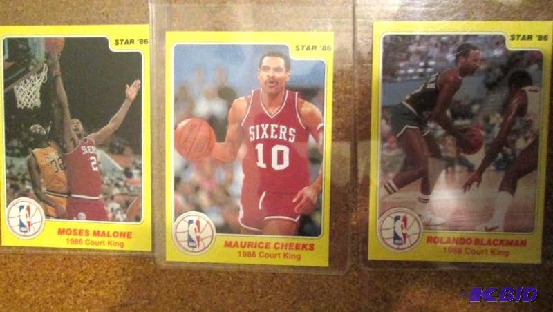 lot 39 image: 3 1986 star basket ball sports cards...
