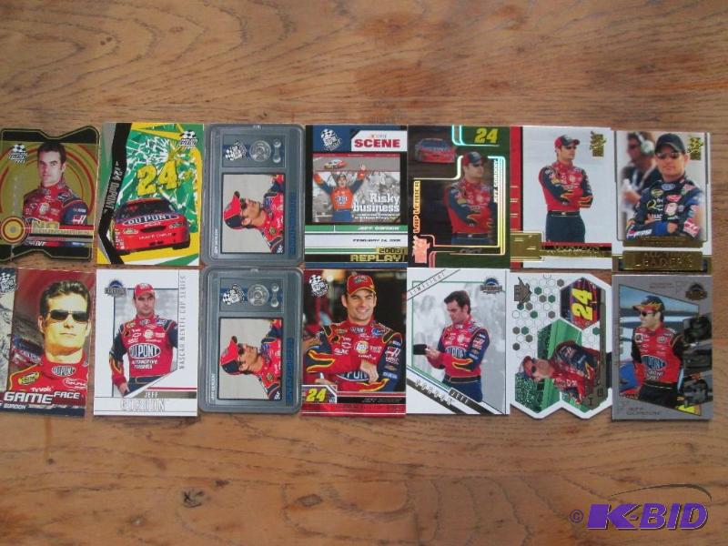 lot 53 image: 14 Jeff Gordon sports cards, NASCAR...