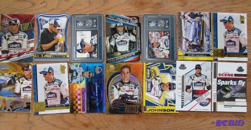 lot 54 image: 14 Jimmie Johnson sports cards, NASCAR...