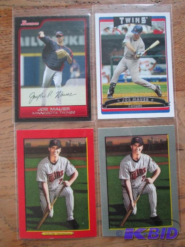 lot 60 image: 4 Joe Mauer sports cards...