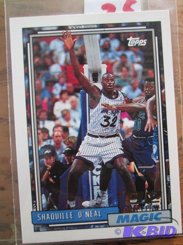 lot 75 image: 1992 - 1993 Topps Shaquille ONeal rookie car...