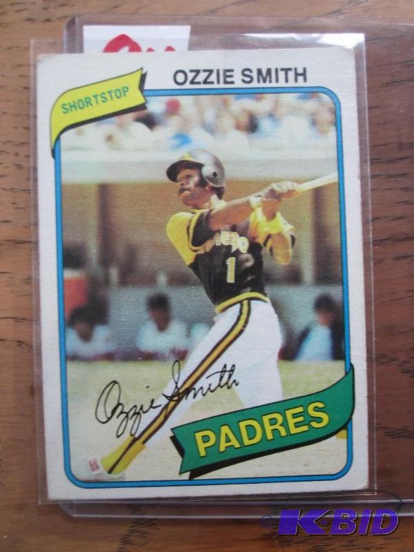 lot 94 image: 1980 Topps Ozzie Smith collector card...