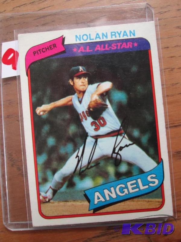 lot 95 image: 1980 Topps Nolan Ryan collector card...