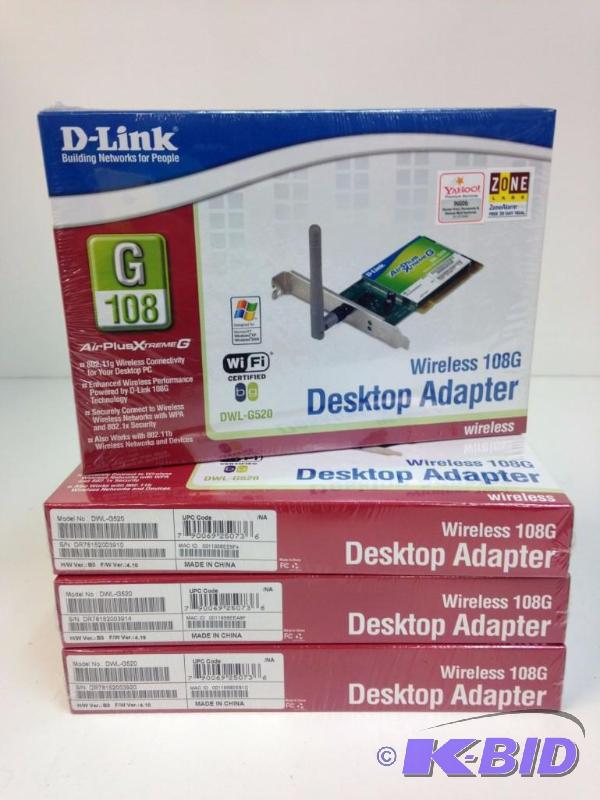 Lot of (4) NEW D-Link Wireless 108G Desktop A...